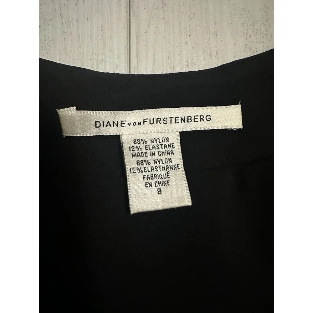 Diane Von Furstenberg DVF Mini Black Wrap Dress Cap Sleeve Sz‎ 8 Black